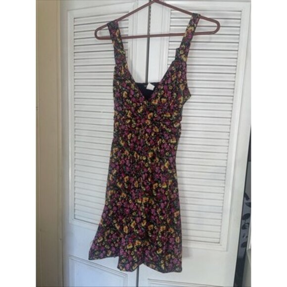 VTG Wet Seal Dress Floral Boho Tie Poof Hem Mini Dress Size M USA - Picture 1 of 11